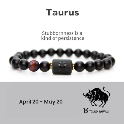 Astrological Sign Natural Agate Unisex Bracelet