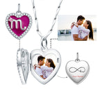 Cute Heart Shape Zodiac Sign DIY Name And Photo 925 Sterling Silver Necklace