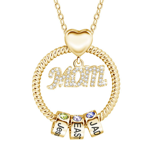 Personalized Birthstone and Name Necklace Mother's Day Gift 1-7 Names