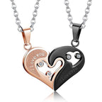 Fashion Match Heart Shape Titanium Steel Couple Necklace