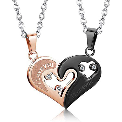 Fashion Match Heart Shape Titanium Steel Couple Necklace