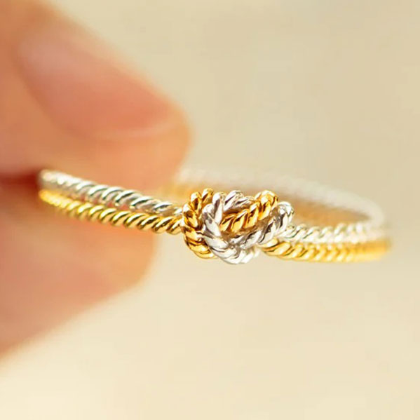 Love Knot 925 Sterling Silver Mother and Daughter Ring
