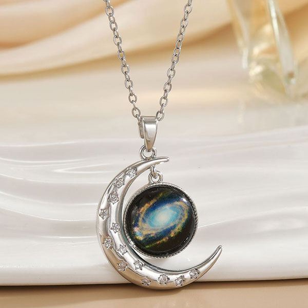 Fashion Starry Sky Moon And Star Necklace