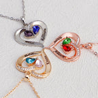 Personalized Name And Birth Stone Love Heart Necklace
