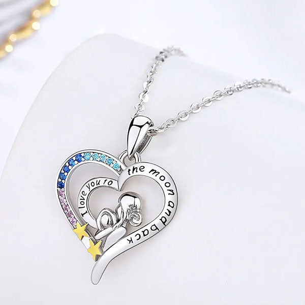 Cute Heart Shape Love You To The Moon And Back Necklace