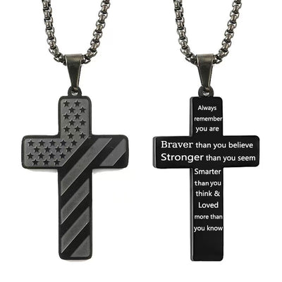 Always Remember Letter Cross Necklace