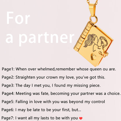 Vanletine's Day Gift Notebook Necklace Message Inside For Partners