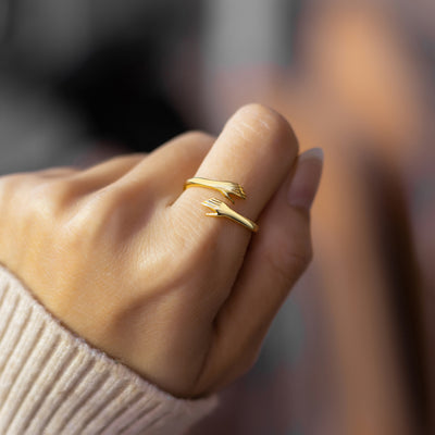 Fashion 925 Sterling Silver Love Hug Adjustable Ring