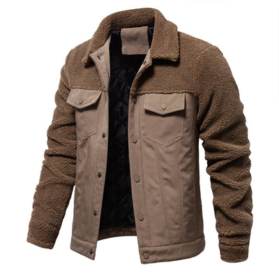 Fashion Solid Color Berber Fleece Men's Jacket