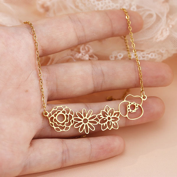 Fashion Customize Birth Flower Elegant Women's Necklace And Bracelets