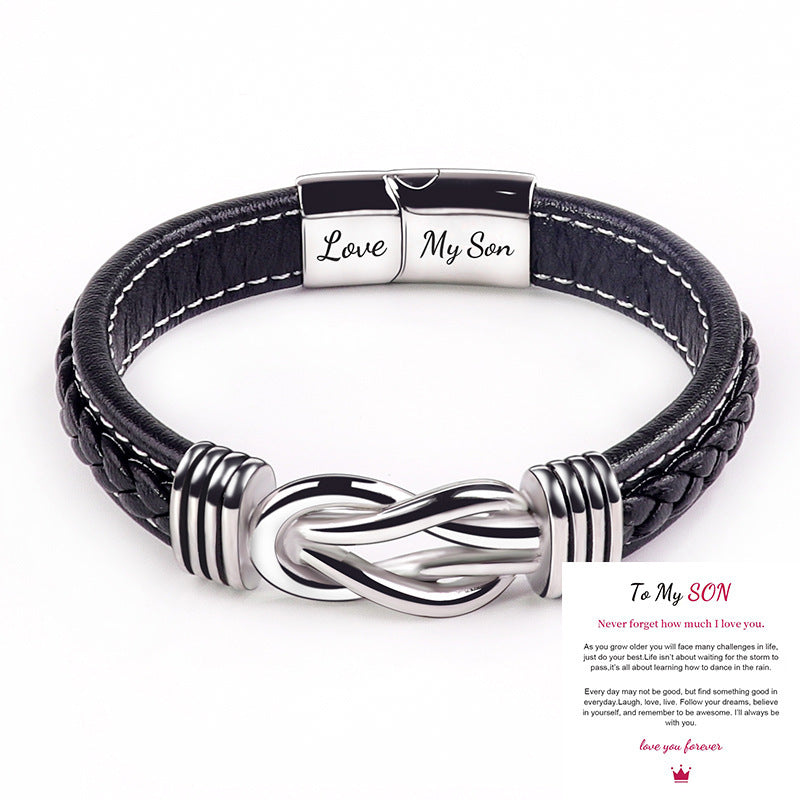 Simple Design Link Forever Leather Bracelet For Men