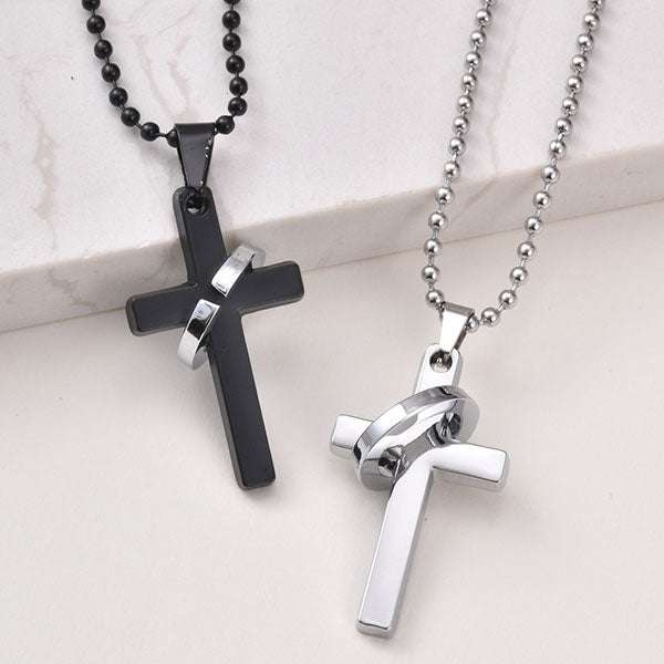 Neat And Clean Cross Necklace With A Ring For Friends And Couples( Price A Pair)