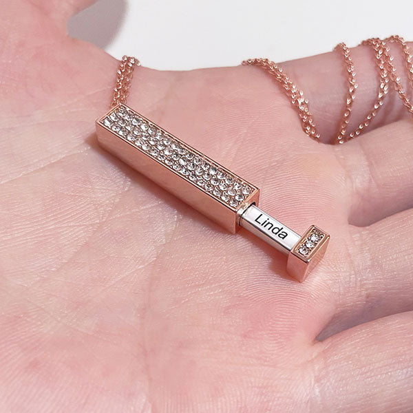 Personalized Name I LOVE YOU LETTER Telescopic Cylindrical Pendant Necklace
