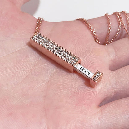 Personalized Name I LOVE YOU LETTER Telescopic Cylindrical Pendant Necklace