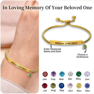 Personalized Name And Birthstone Memorial Bracelet For Adults And Children