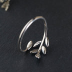 Fashion Fresh Leaf 925 Sterling Silver Adjustable Ring