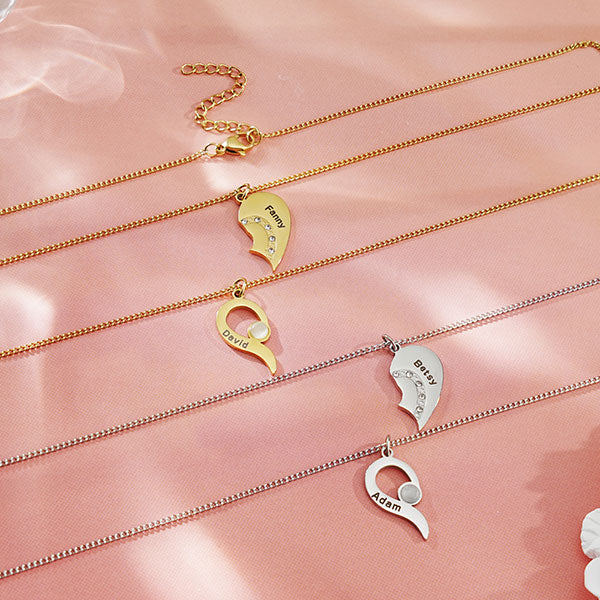Fashion Match Heart Personalized Name Couple Necklace Price A Pair