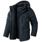 Men's Cashmere Hooded Thickened Multi Pocket Jacket US Size