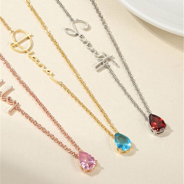 Custom Birthstone and Name Enhance Personality Necklace