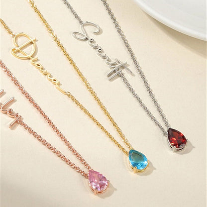 Custom Birthstone and Name Enhance Personality Necklace