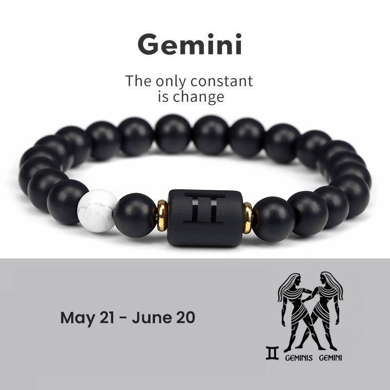 Astrological Sign Natural Agate Unisex Bracelet
