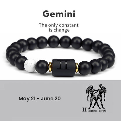 Astrological Sign Natural Agate Unisex Bracelet