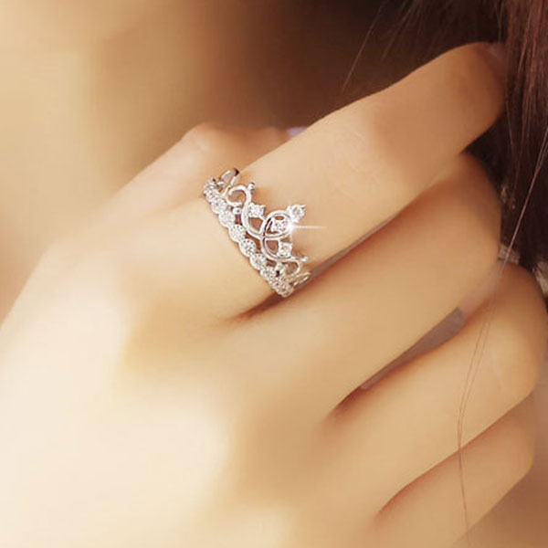 Fashion 925 Sterling Silver Big Crown Shape Ring