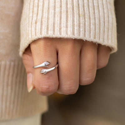 Fashion 925 Sterling Silver Love Hug Adjustable Ring