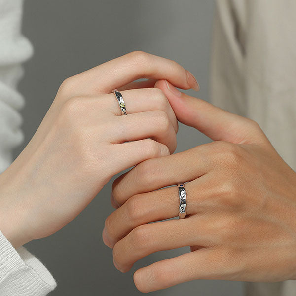 Cute Dog And Cat Theme 990 Silver Rings And Bracelets For Couples