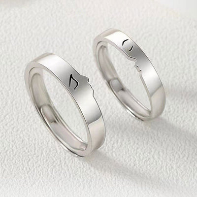 Fashion Kiss Shape 925 Sterling Silver Adjustable Ring For Couples