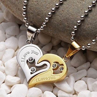 Fashion Match Heart Shape Titanium Steel Couple Necklace