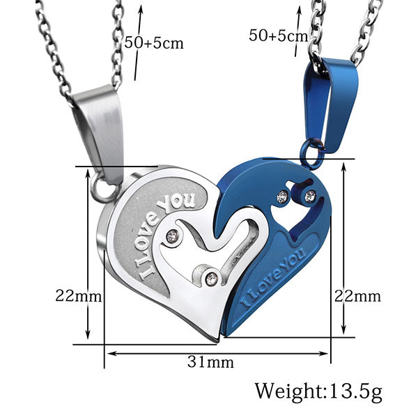 Fashion Match Heart Shape Titanium Steel Couple Necklace