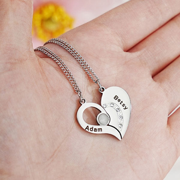 Fashion Match Heart Personalized Name Couple Necklace Price A Pair