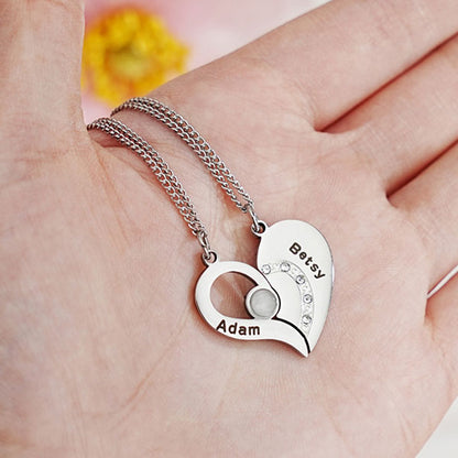 Fashion Match Heart Personalized Name Couple Necklace Price A Pair