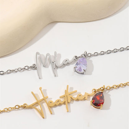 Custom Birthstone and Name Enhance Personality Necklace