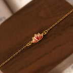 Fashion Lotus Flower 925 Sterling Silver Bracelets With Enamel Plated