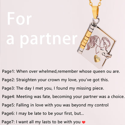 Vanletine's Day Gift Notebook Necklace Message Inside For Partners