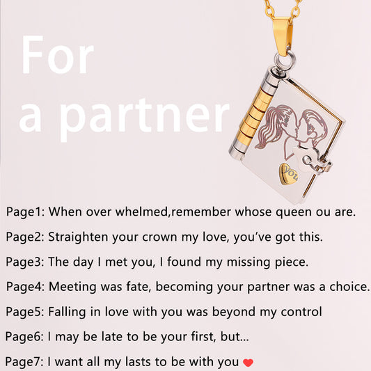 Vanletine's Day Gift Notebook Necklace Message Inside For Partners