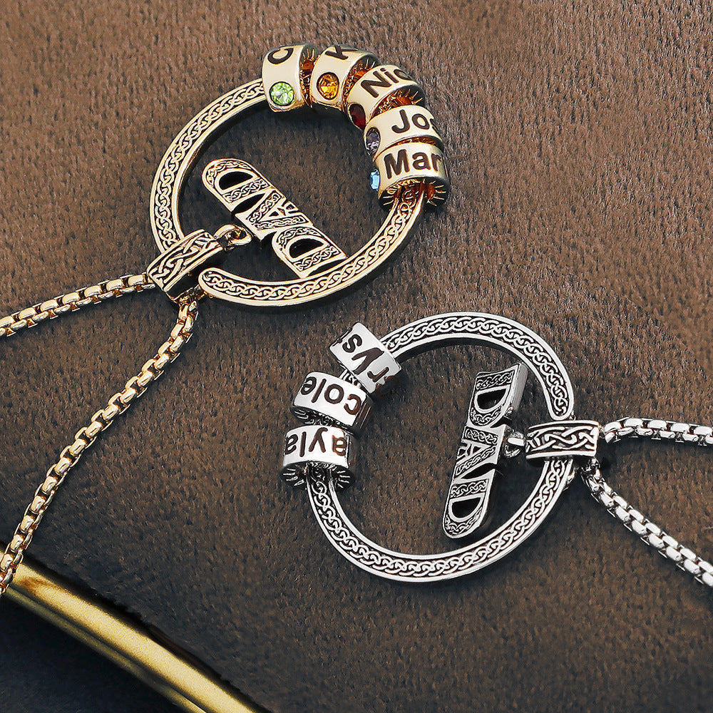 Meaningful Dad Letter Custom Birthstone and Name Charm Necklace