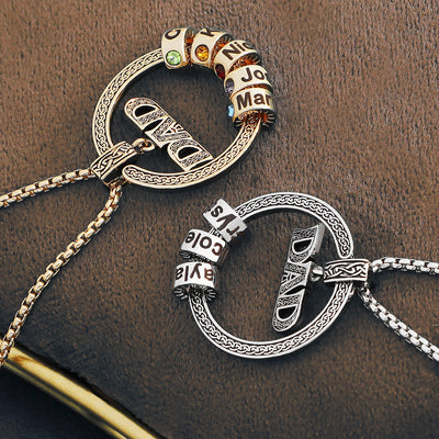 Meaningful Dad Letter Custom Birthstone and Name Charm Necklace