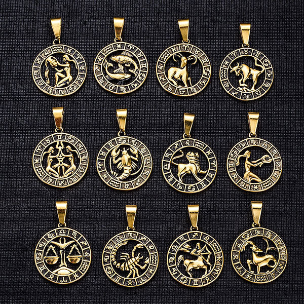 Fashion Zodiac Sign Titanium Steel Necklace