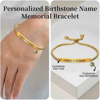 Personalized Name And Birthstone Memorial Bracelet For Adults And Children