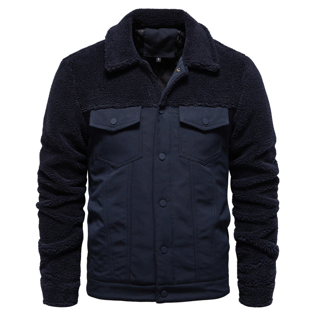 Fashion Solid Color Berber Fleece Men's Jacket