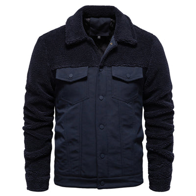 Fashion Solid Color Berber Fleece Men's Jacket