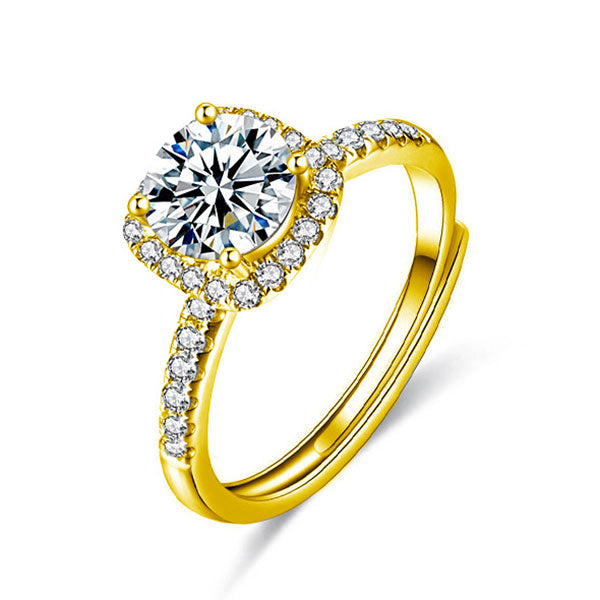 Classic Pave Setting Moissanite Ring Adjustable Size