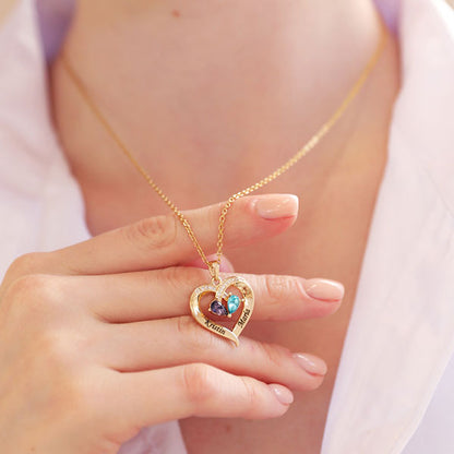 Personalized Name And Birth Stone Love Heart Necklace