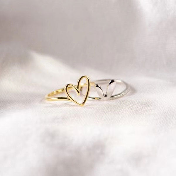 Cute Love Heart 925 Sterling Silver Ring Sets