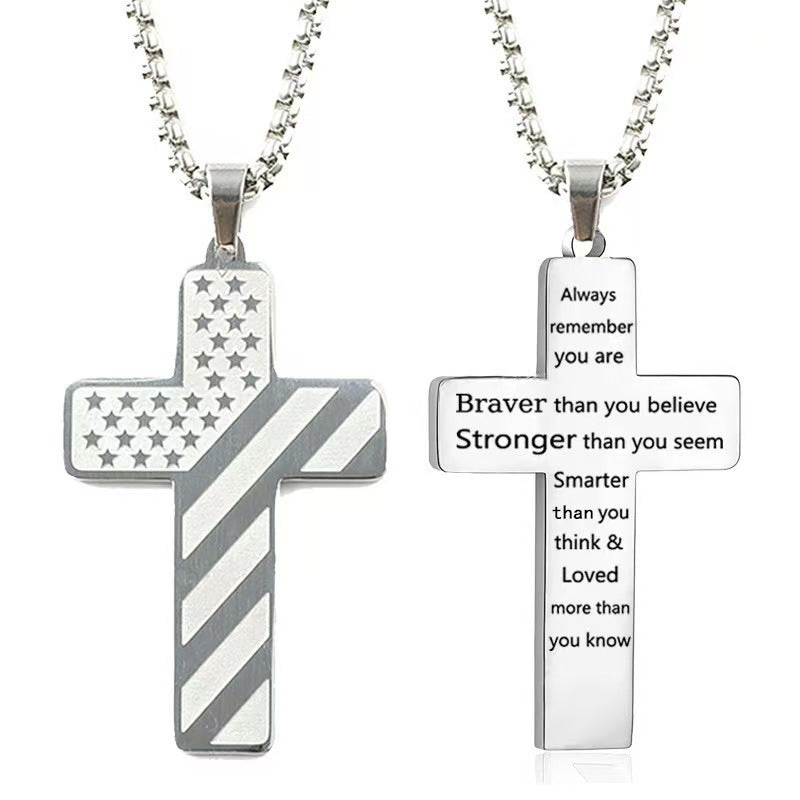 Always Remember Letter Cross Necklace
