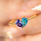 Customize Birthstone Match Hearts Rings For Family Members And Couples