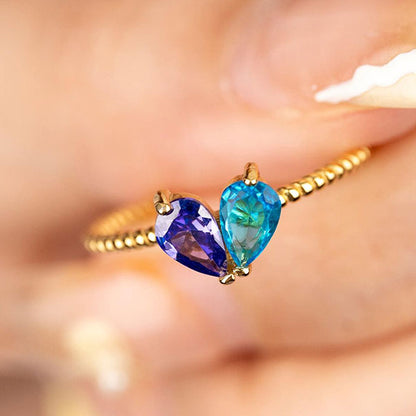 Customize Birthstone Match Hearts Rings For Family Members And Couples